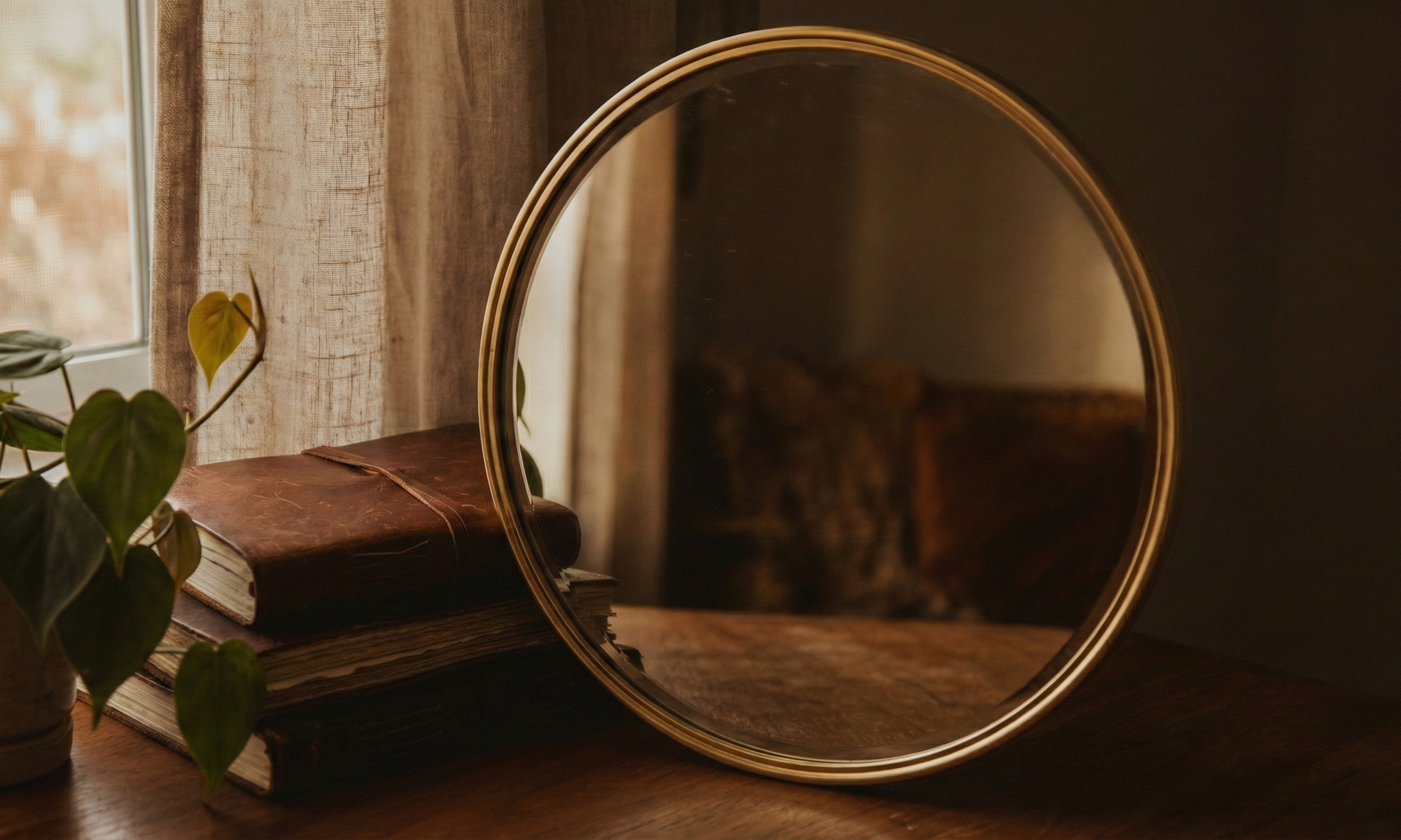 Man looking into mirror